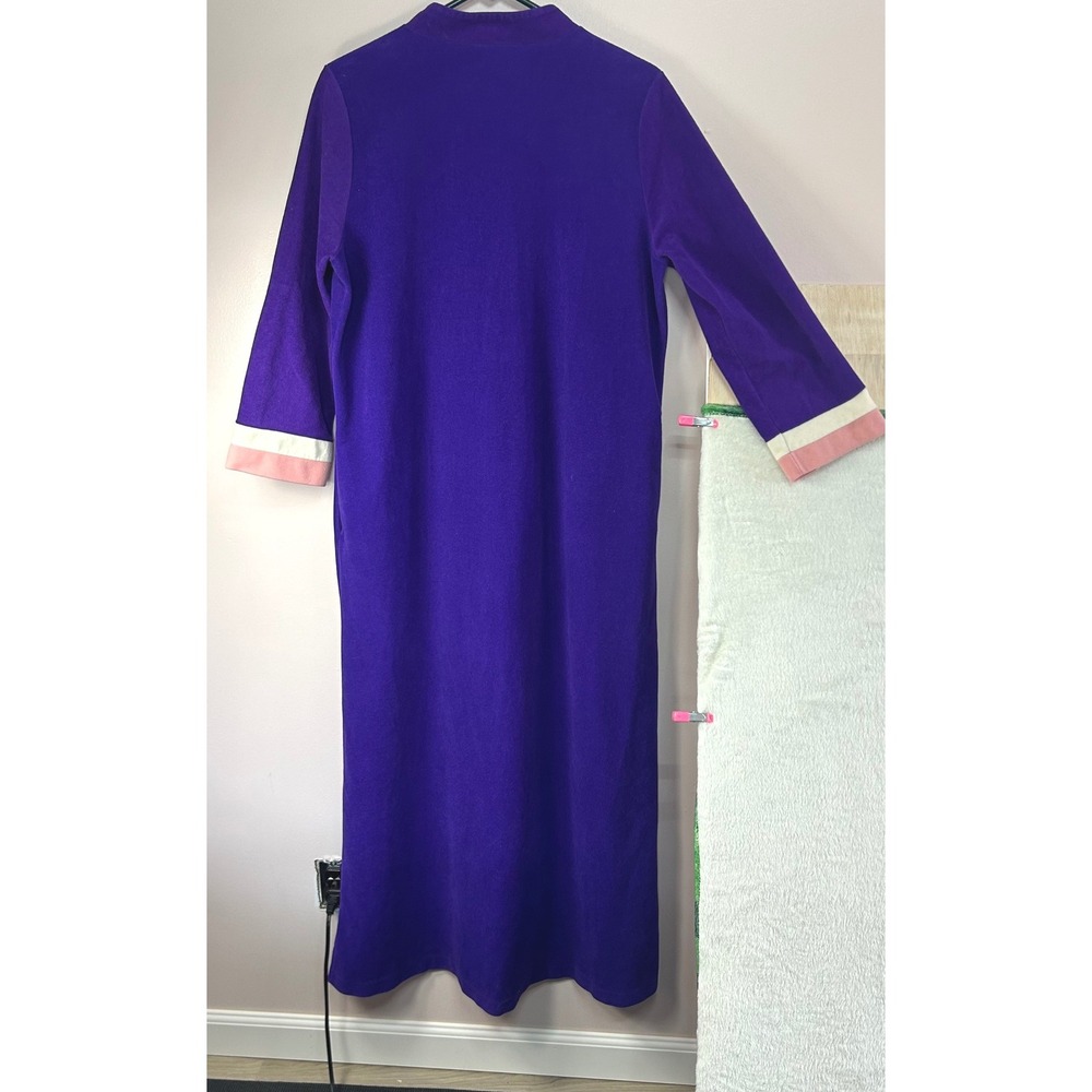 VTG Vanity Fair Mod Retro Zip Front Maxi Robe 14 Large Nightgown Loungewear - Picture 2 of 10